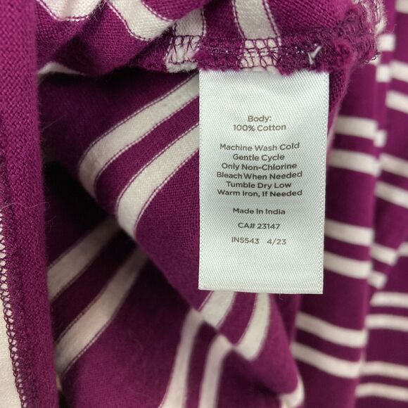 Talbots Women's Striped Knit Shirt Size M Purple Long Sleeve Shoulder Buttons - Picture 5 of 5